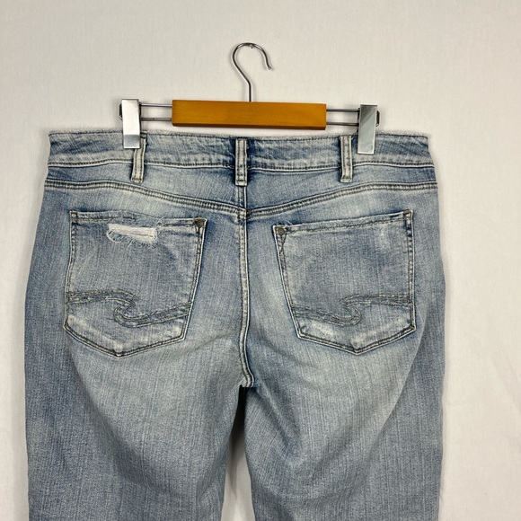 Silver Aiko Slim Crop Light Wash Sz 33 - Picture 11 of 12